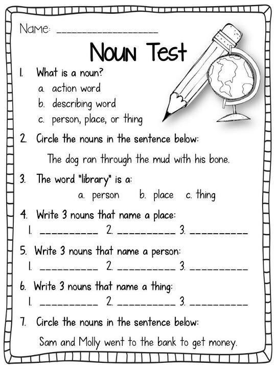 21 Grade 1 English Worksheets Noun