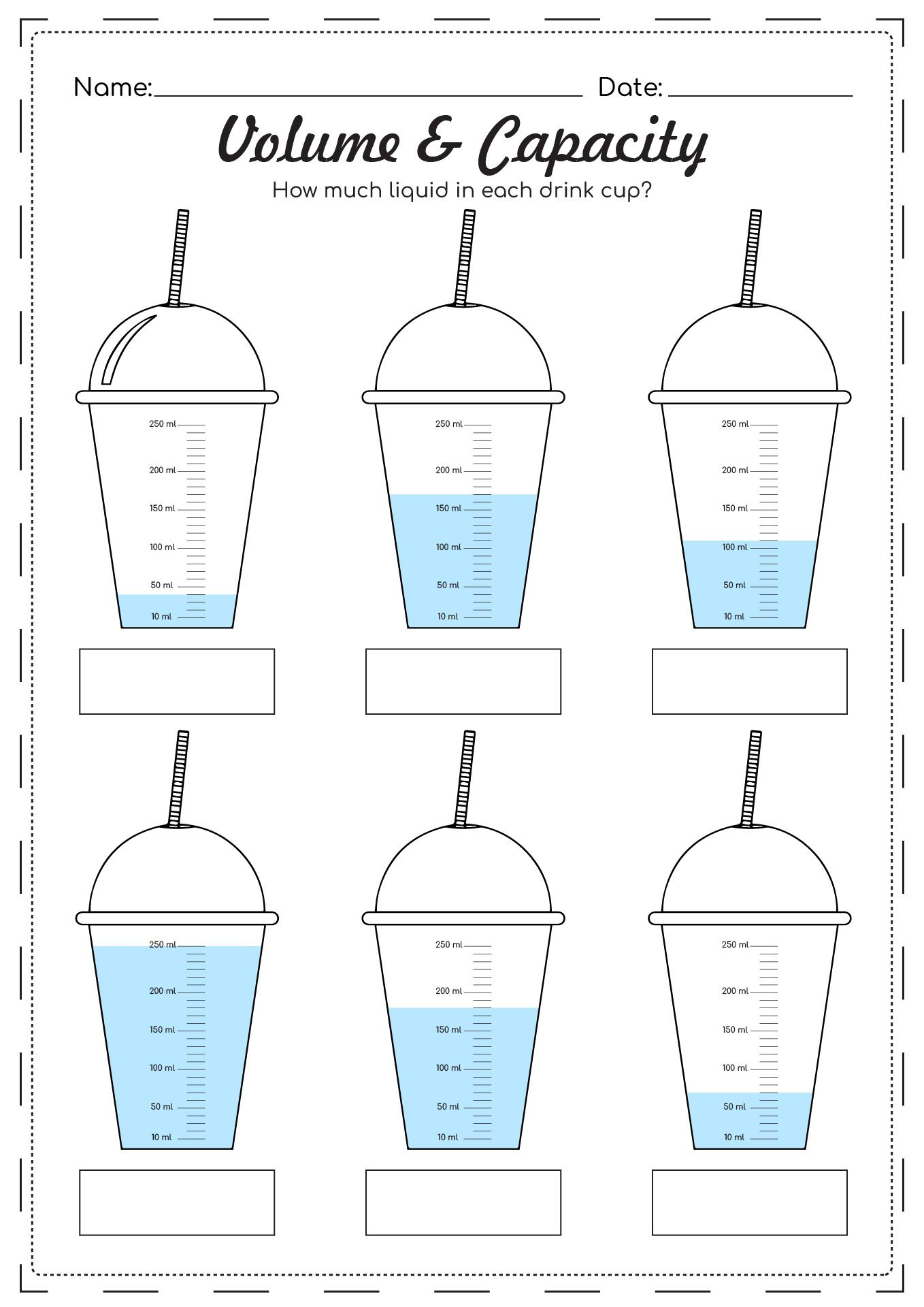 21 Grade 3 Math Worksheets Capacity