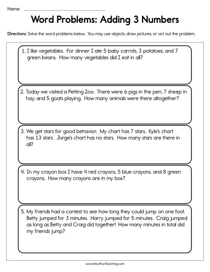 21 Kindergarten Math Worksheets Addition Word Problems