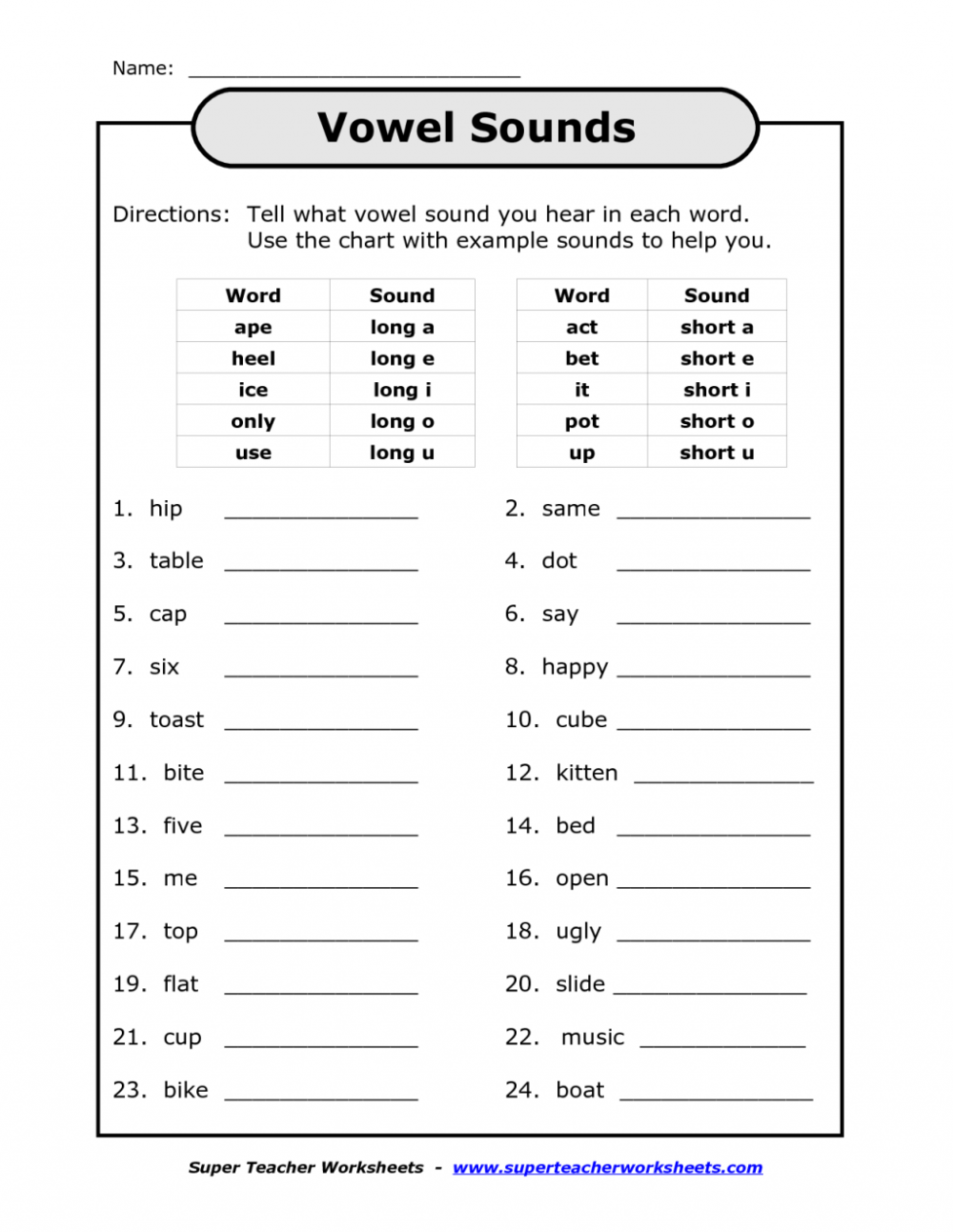 21 Long And Short Vowel Worksheets 1St Grade