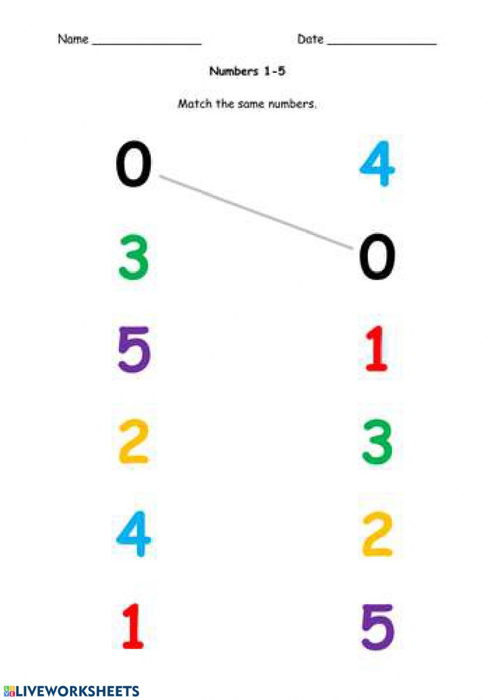 21 Matching Numbers Worksheets For Kindergarten