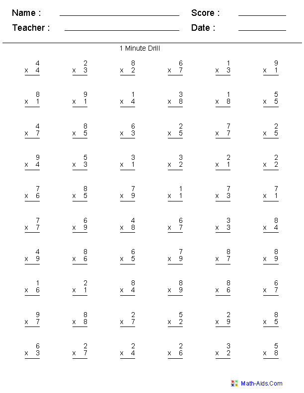 21 Multiplication Grade 1 Math Worksheets