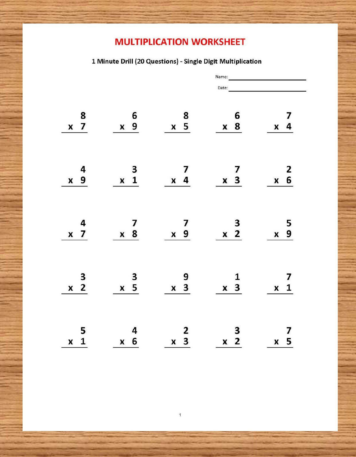 21 Multiplication Grade 1 Math Worksheets