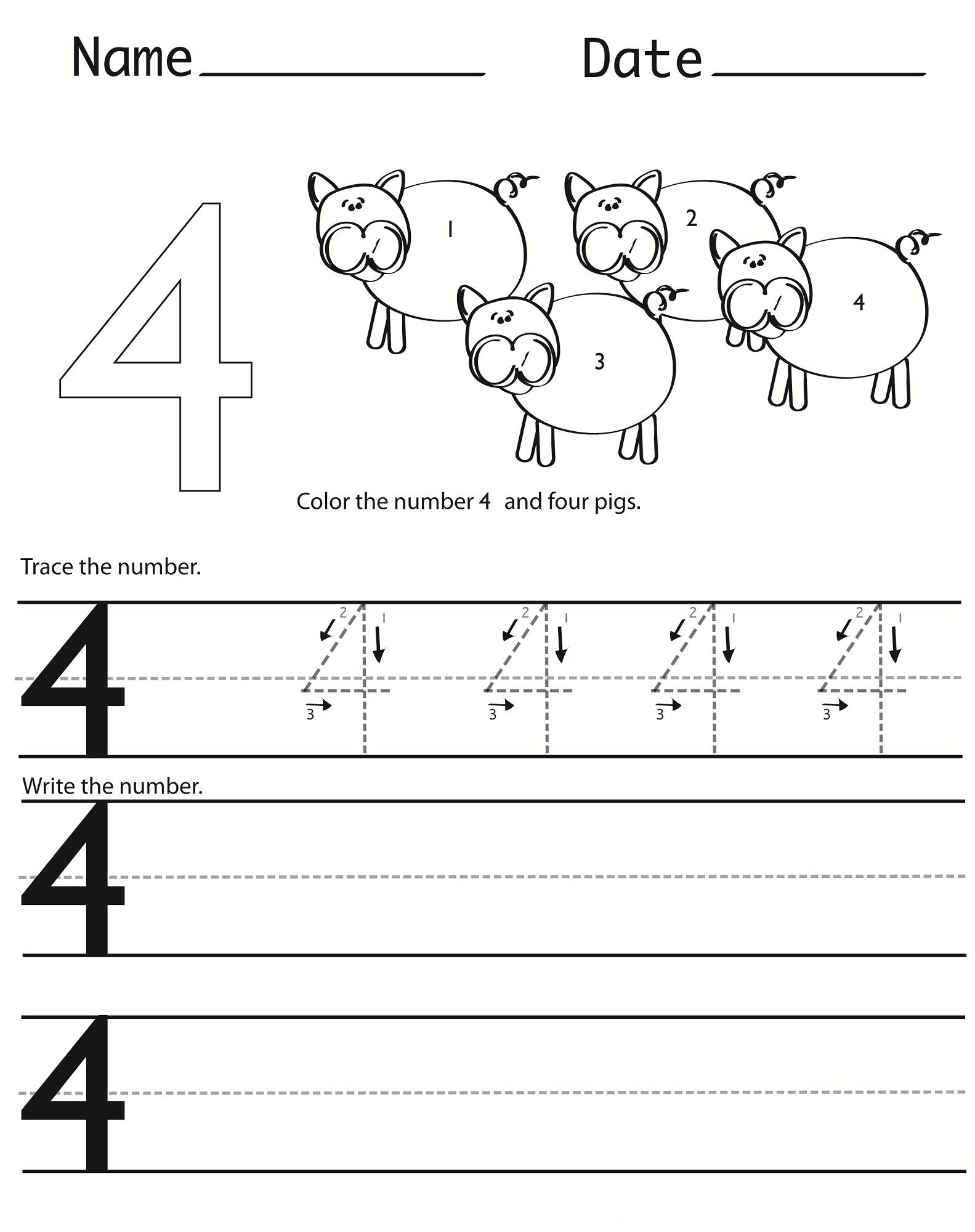 21 Number 4 Worksheets For Preschool Math