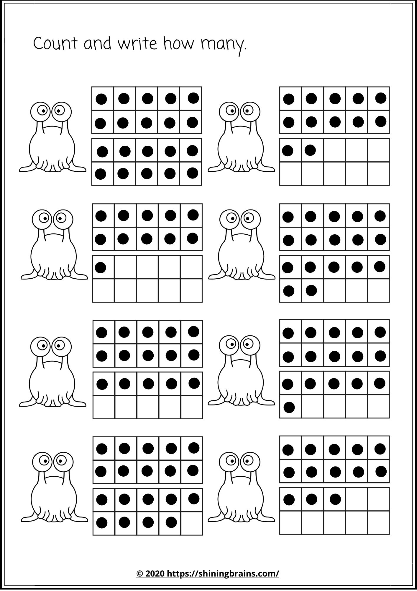 21 Preschool Math Worksheets 1-20