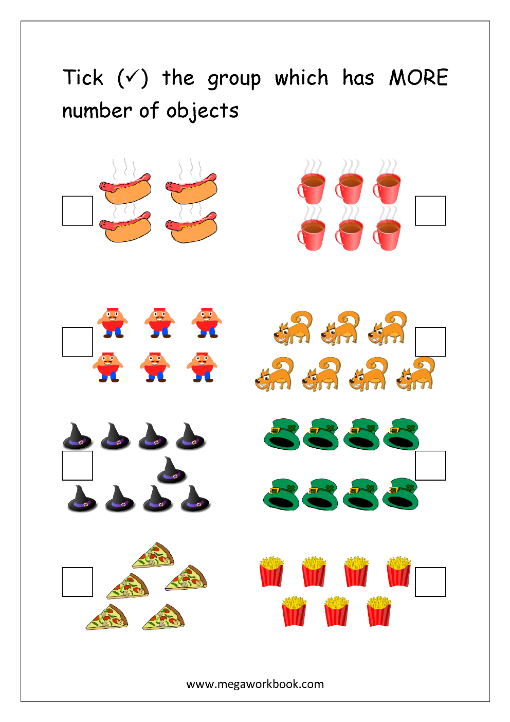 21 Preschool Math Worksheets More Less