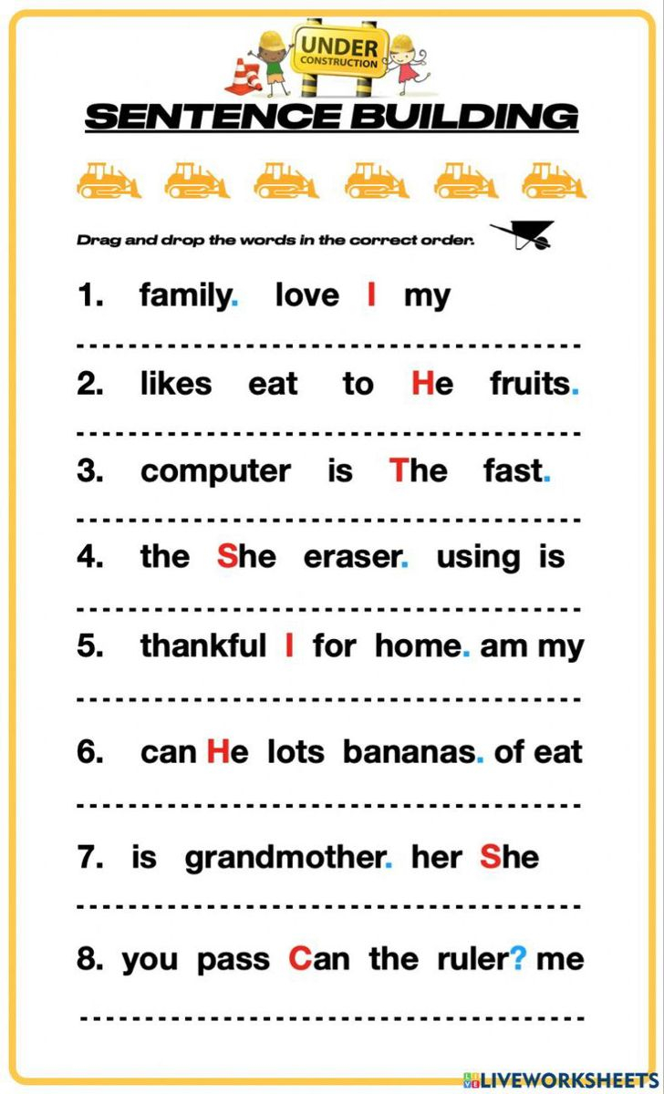 21 Rearrange Sentences Worksheets Kindergarten