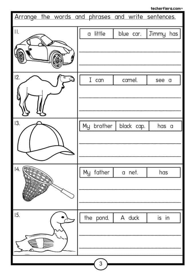 21 Rearrange Sentences Worksheets Kindergarten