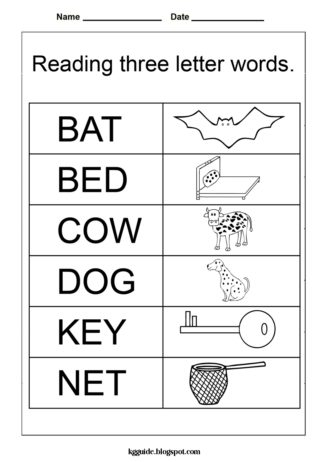 21 Three Letter Words Worksheets Reading Kindergarten