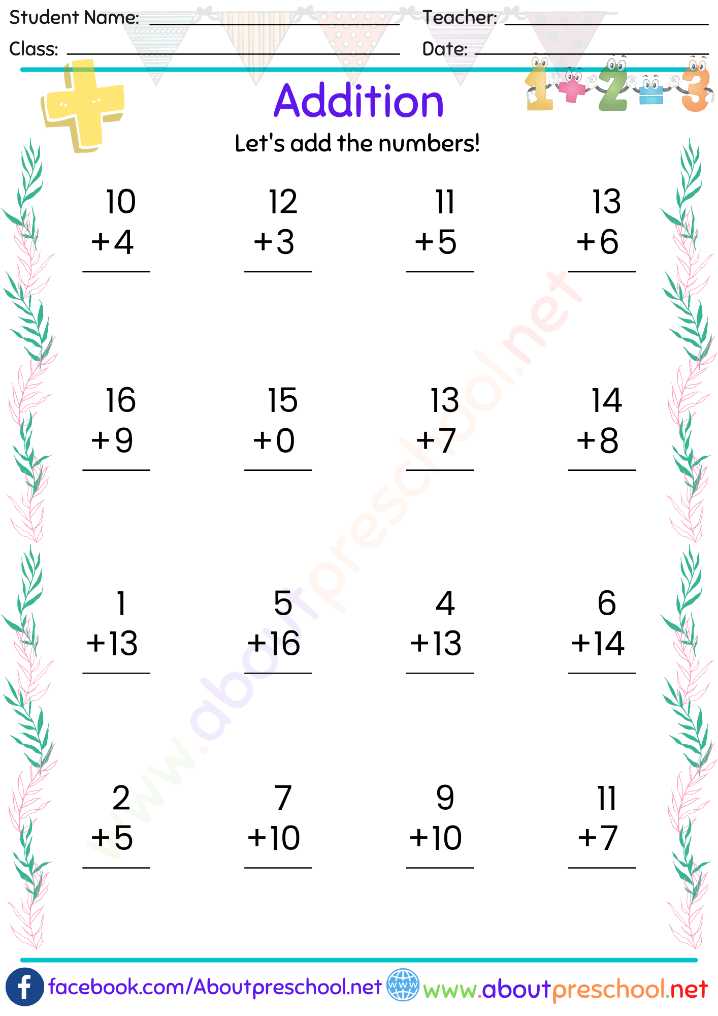 21 Worksheets For Grade 1 Maths Addition